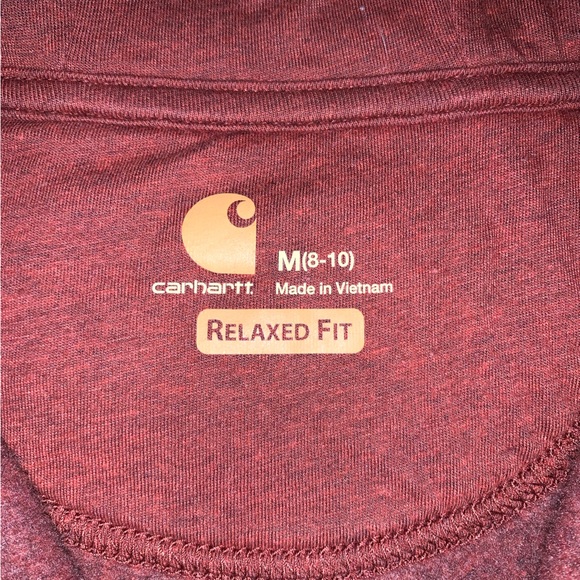 CARHARTT Burnt Orange Half Zip Hooded Sweatshirt M - Picture 2 of 3